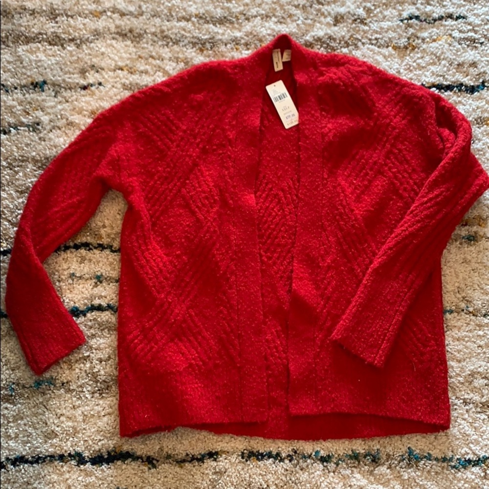 Anthropologie red cardigan